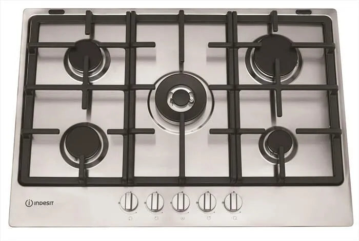 Indesit piano cottura a gas THP 751 W/IX/I IT, 5 bruciatori, finitura inox