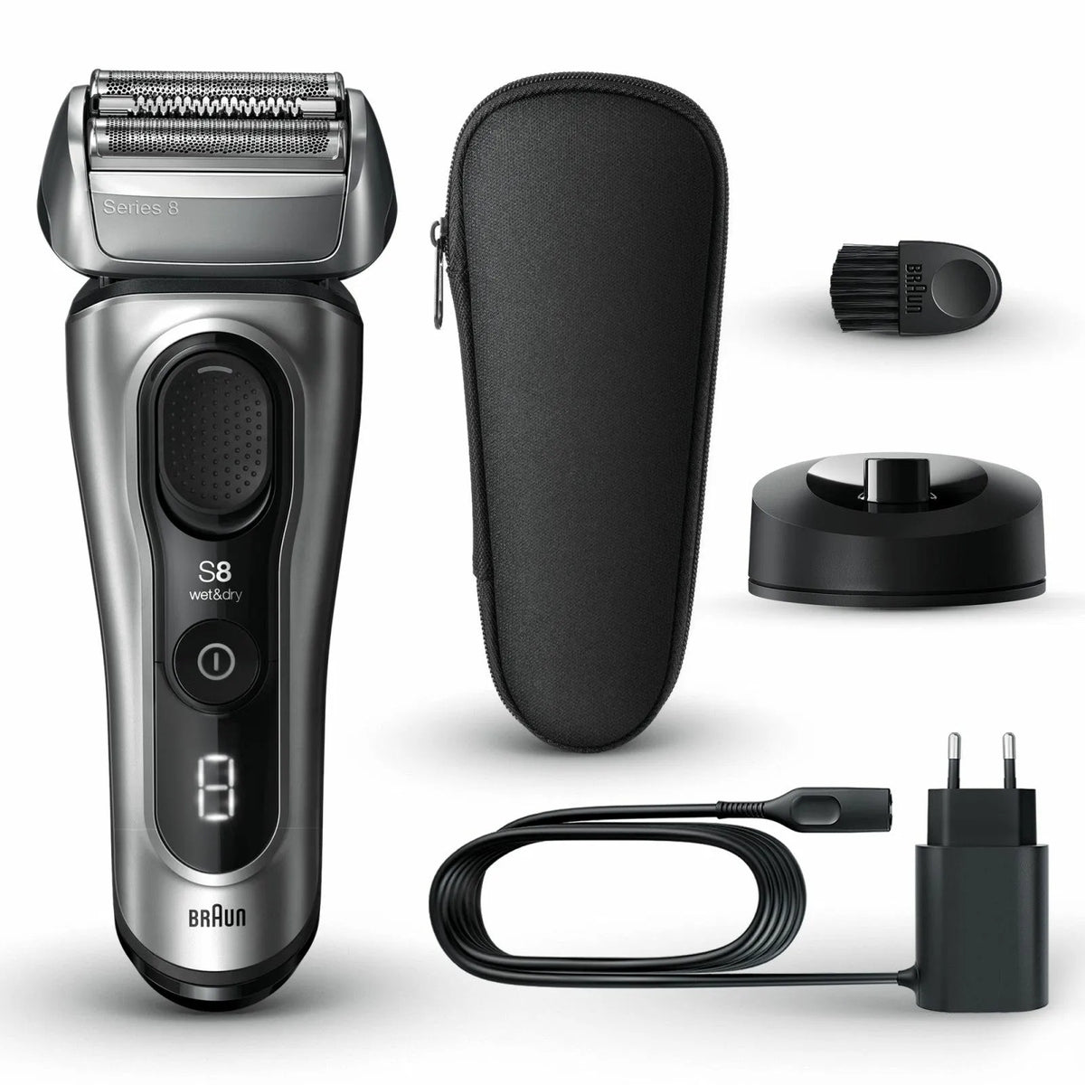 Braun rasoio elettrico, Series 8 8517s Argento Wet & Dry, Li-Ion 60 min