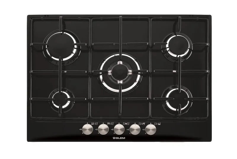 Glem Gas piano cottura a gas, Glem Gt755bk, colore nero