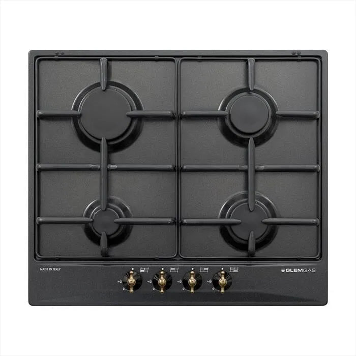 Glem Gas piano cottura a gas, GT64AN 4 fuochi 58,5cm, colore antracite
