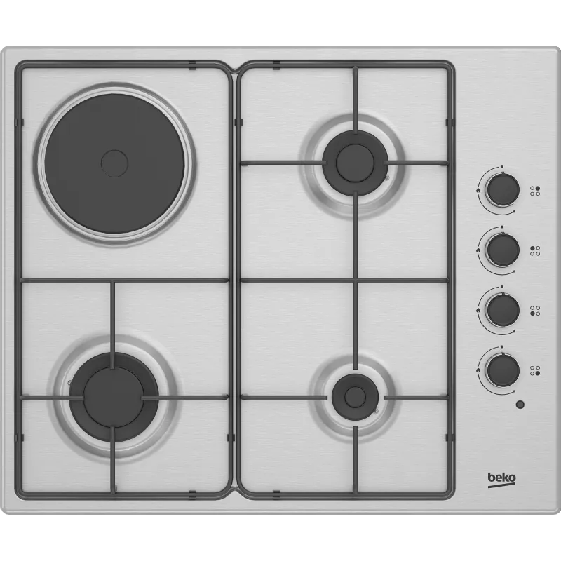 Beko, linea modello HIGM64123SX - Piano a Gas Misto Elettrico 3 Bruciatori 1 Piastra