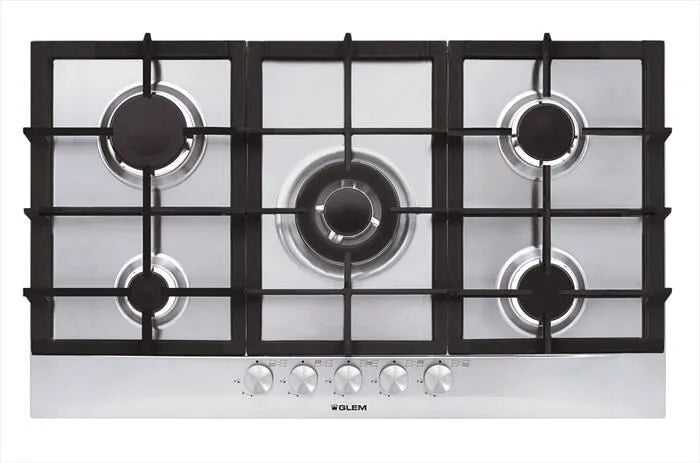 GLEM GAS piano cottura a gas, modello GT955HIX 5 fuochi 86cm-Acciaio Satinato