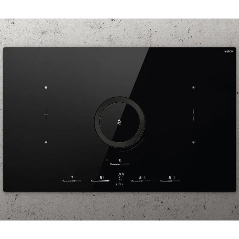 Elica piano cottura a induzione, modello PRF0183880 Nikolatesla Switch Glow BL/A/83 - finitura nera Cappa Integrata 83cm Versione Aspirante