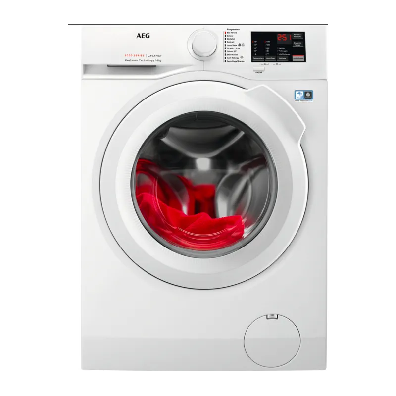 AEG lavatrice, L6FBI48W - Libera InstallazioneSerie 6000 Prosense 8Kg 1400Giri Motore Inverter classe di efficienza energetica A Bianca
