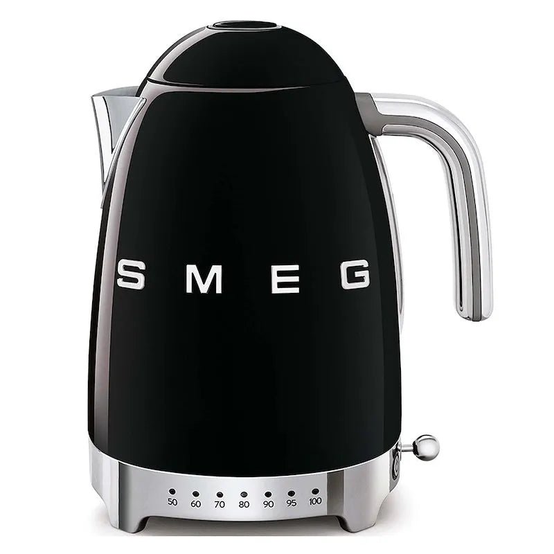 SMEG bollitore elettrico, A Temperatura Variabile 50's Style u2013 finitura nera LUCIDO KLF04BLEU