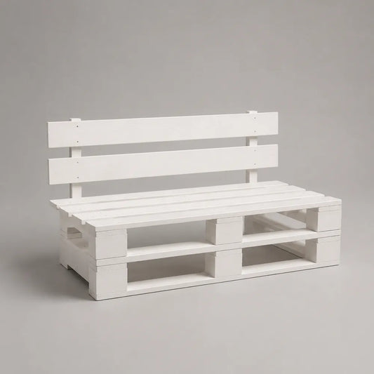 Panca da giardino 3 posti in legno di pino bianco con schienale a doghe 150 x 60 x 85 cm