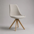 Sedia da pranzo imbottita in tessuto beige con gambe in legno naturale 52 x 58 x 82 cm