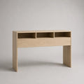 Consolle ingresso rettangolare in MDF effetto rovere chiaro con cassetto e vani aperti 140 x 35 x 80 cm