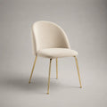 Sedia da pranzo imbottita in tessuto poliestere crema con gambe in acciaio verniciato oro 52 x 58 x 82 cm