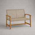 Panca da giardino 2 posti in legno e corda sintetica intrecciata beige 120 x 65 x 85 cm