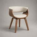 Sedia da pranzo imbottita in tessuto poliestere beige con struttura in legno marrone schienale curvo 60 x 60 x 78 cm