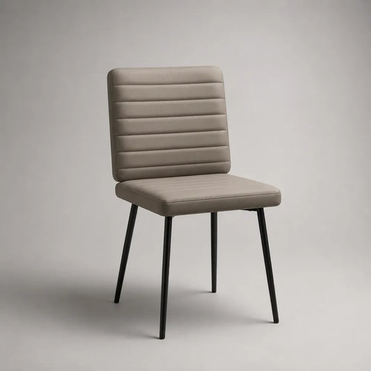 Sedia da pranzo imbottita in ecopelle PU e acciaio nero grigio 50 x 55 x 82 cm