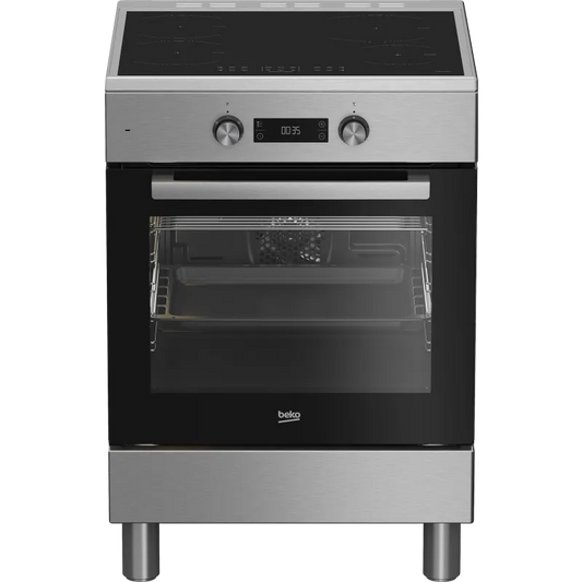 Beko forno elettrico, FSE69300X - Cucina con Piano a Induzione Multifunzione 4 zone di cottura e 60cm Inox