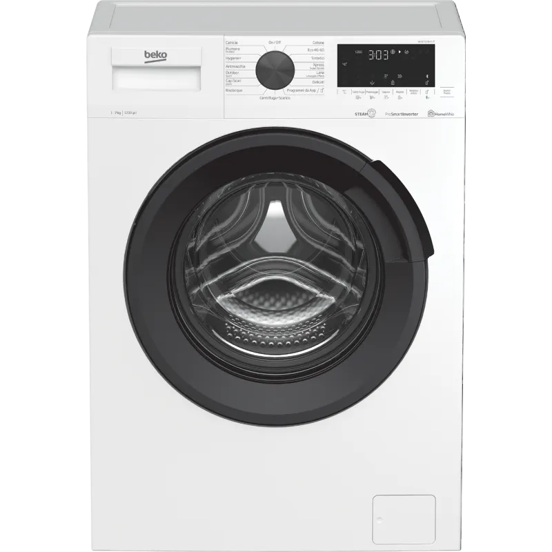Beko lavatrice, WUX71236AI-IT - installazione libera 7kg classe di efficienza energetica D 1200 giri a Vapore Bianca