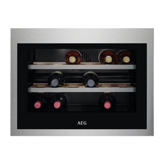 AEG cantinetta vino, KWE884520M - Cantina Vino per installazione a incasso 18 Bottiglie Larghezza 45,5 cm Inox