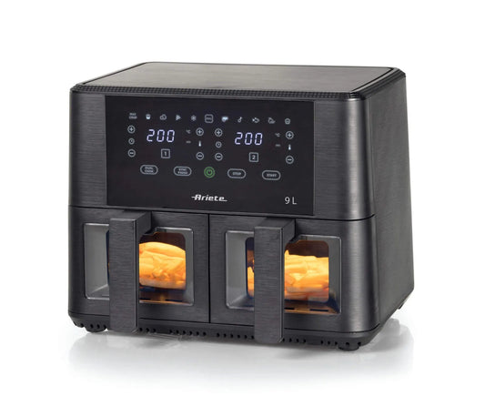 Ariete friggitrice ad aria, Doppia 4631 9L 2400W finitura nera con Doppio Cestello
