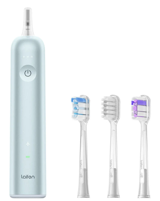 Laifen, linea Wave Spazzolino Elettrico Sonico Blu Adulti con 3 Testine