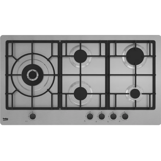 Beko piano cottura a gas, modello HIML95225SXE / HIML 95225 SXE - 5 Fuochi 90 Cm Inox