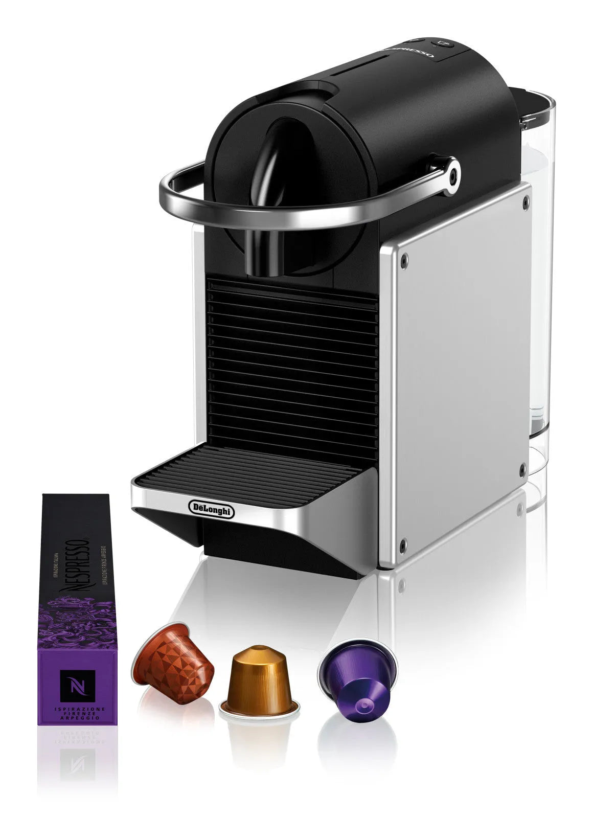 De'Longhi Nespresso modello EN127.S, Pixie Macchina Caffè Automatica 1L finitura nera, Argento