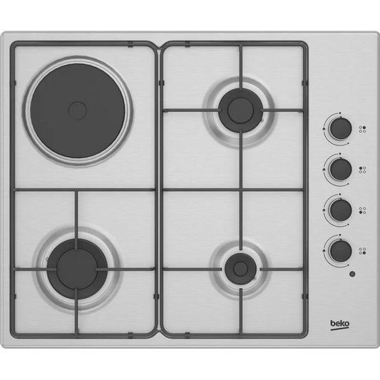 Beko, linea modello HIGM64123SX - Piano a Gas Misto Elettrico 3 Bruciatori 1 Piastra