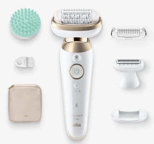 Braun Silképil 9 Flex Epilatore 40 Pinzette Oro, finitura bianca Wet & Dry Ricaricabile 9-071