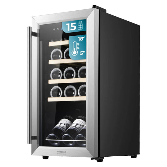 Cecotec cantinetta vino, GrandSommelier modello 1550 Inox Vino 15 Bottiglie 5-18°C Compressore