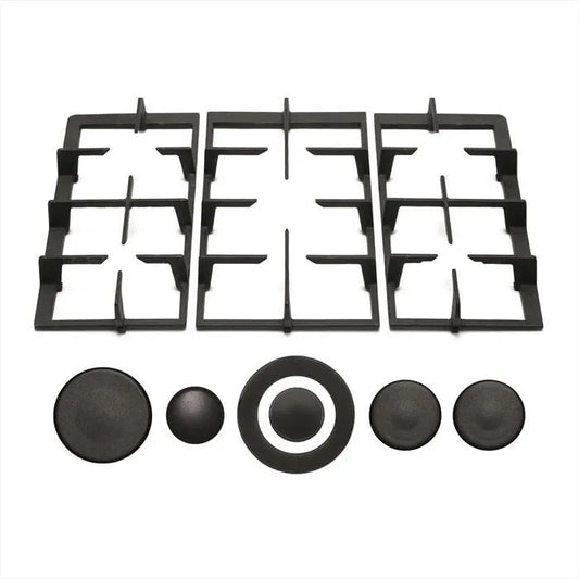 Glem Gas, 9N95GH kit 3 griglie in ghisa + coprispartifiamma, colore nero