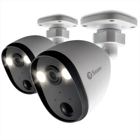 SWANN, SPOTCAM FULL HD CON LUCE ESTERNO 2 PACK, colore bianco