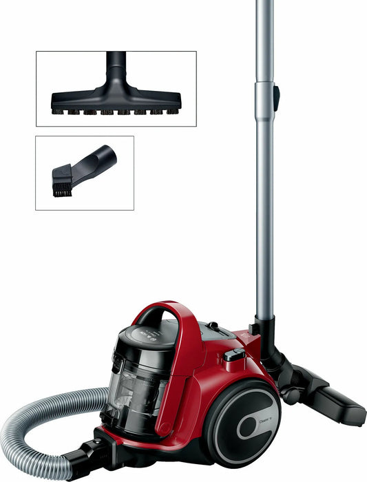 Bosch aspirapolvere, BGC05AAA2 Senza Sacco Ciclonico a Cilindro finitura rossa e finitura nera HEPA 12