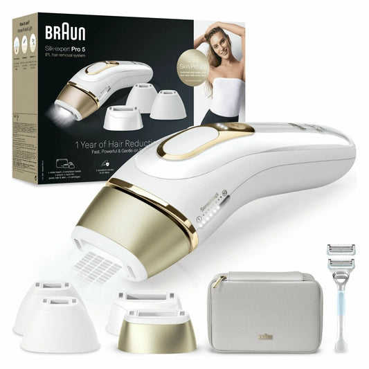 Braun epilatore a luce pulsata, Silk-expert Pro PL5356 Epilatore IPL finitura bianca e Oro 10 Intensità