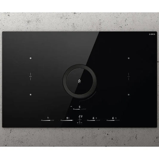 Elica piano cottura a induzione, modello PRF0183880 Nikolatesla Switch Glow BL/A/83 - finitura nera Cappa Integrata 83cm Versione Aspirante