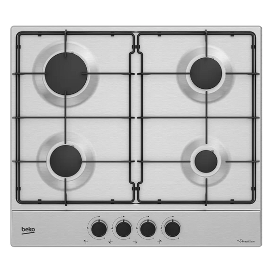 Beko, linea modello HIAG64223SXE - Piano a Gas con PractiClean 4 Bruciatori 60 cm Inox