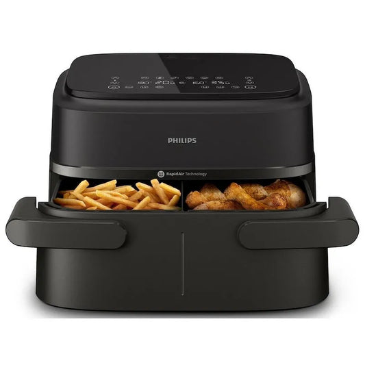 PHILIPS friggitrice ad aria, Airfryer Serie 1000 Doppio Cestello 7.1l Na150/00 finitura nera