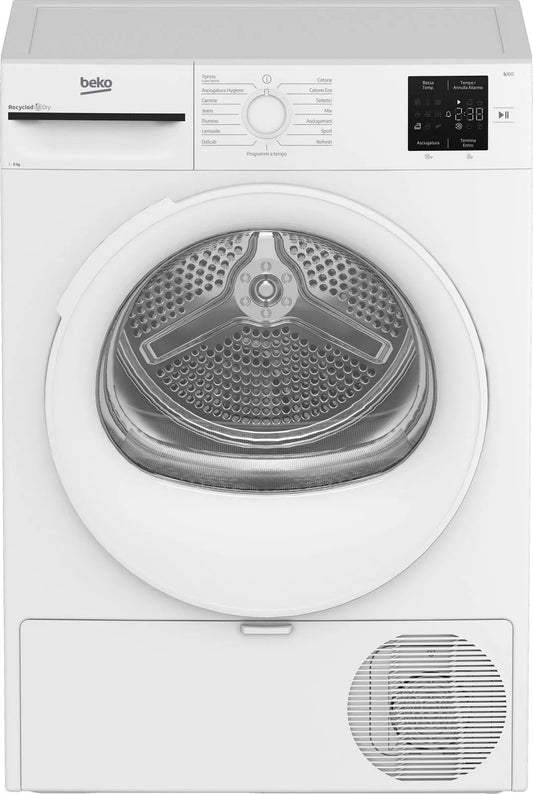 Beko asciugatrice, BMT83EW installazione libera 8kg classe di efficienza energetica D EcoGentle finitura bianca