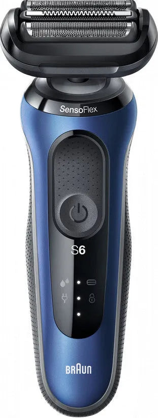 Braun rasoio elettrico, Series 6 61B1200s 3 Lame Flessibili finitura nera/Blu Wet & Dry